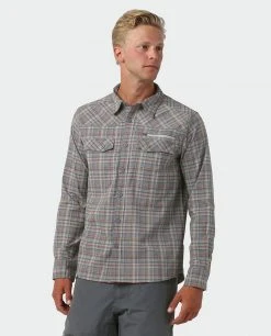 Hot Sale 🛒 Stio Men's Eddy Slope 👕 Shirt ✔️ -Stio Sales Shop M Eddy Slope Shirt LS Powder Fox Plaid 1