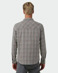 Hot Sale 🛒 Stio Men's Eddy Slope 👕 Shirt ✔️ -Stio Sales Shop M Eddy Slope Shirt LS Powder Fox Plaid 3