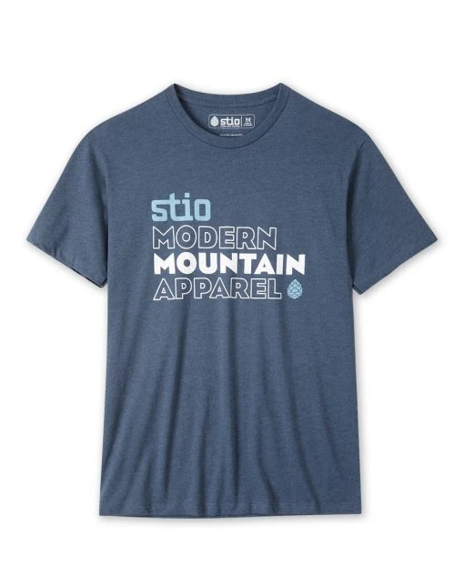 Best deal 🎉 Men's Stio Stacked Tee ⭐ 2 Best deal 🎉 Men's Stio Stacked Tee ⭐ -Stio Sales Shop M Private Label Modern Mountain Tee Navy Heather